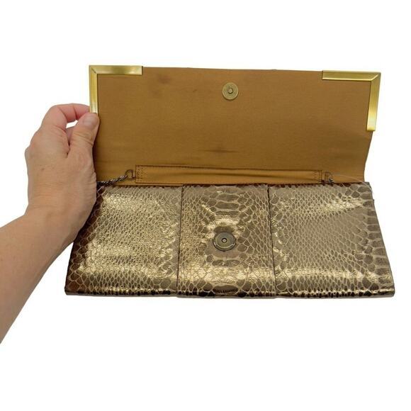 Kate Landry gold snake print small shoulder bag - Picture 6 of 6